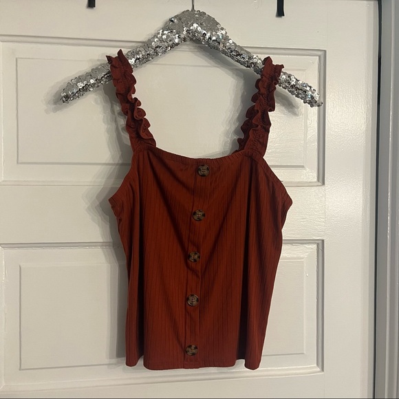 No Boundaries Tops - Rust Crop Tank Top